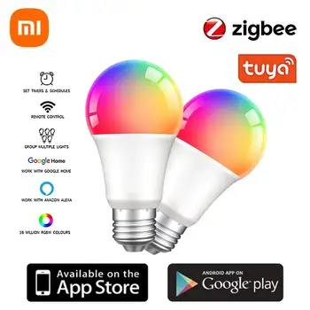 Xiaomi 9W Tuya Zigbee 3.0 הנורה Led RGBCW מנורת בית חכם ניתן לעמעום הנורה הקול השלט עובד עם אלקסה הבית של Google