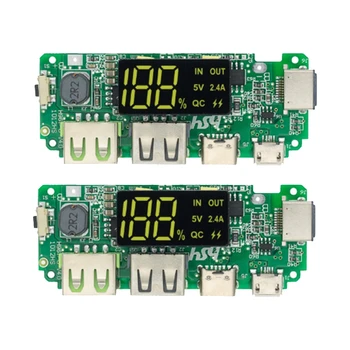 2PCS LED כפול USB 5V 2.4 מיקרו/Type-C USB נייד כוח בנק 18650 מודול טעינה סוללת ליתיום מטען המעגל.