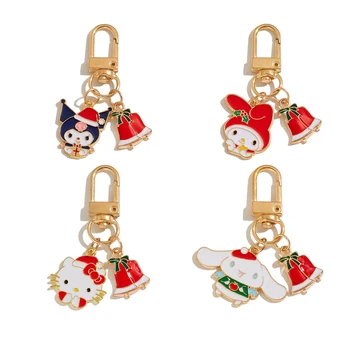 חג אנימה Sanrio הלו קיטי מחזיק מפתחות Kuromi Cinnamoroll שלי מלודי קריקטורה תליון Keyring חג המולד תכשיטים מתנות לחברים.