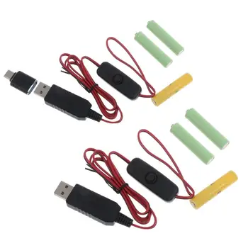 USB או סוג C כוח ממיר קו סוללה כבל כבל להחליף 3x סוללות AAA 1.5 V עבור סכיני גילוח, צעצוע, רדיו Dropship
