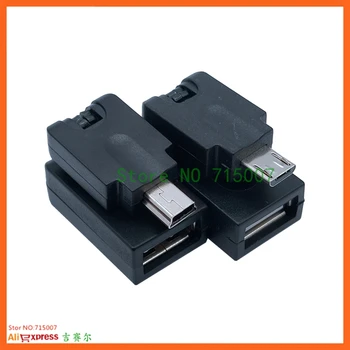 Mini & מיקרו USB ל-USB 2 0 נקבה 180 X360 גמיש בזווית של 360 מעלות סיבוב למיני USB כבל מתאם otg