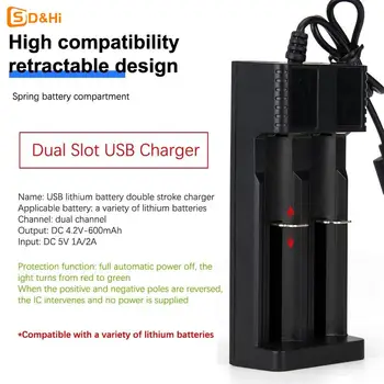 1/2 חריצים חכם 18650 מטען סוללת ליתיום מטען אוניברסלי סוללה מטען USB חכם Chargering עבור סוללות נטענות
