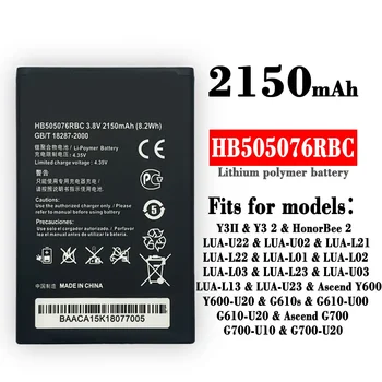HB505076RBC סוללה 2150mAh עבור HUAWEI Y3 2 Y3 II Ascend G700 G716 G610 Y600 באיכות גבוהה סוללת ליתיום