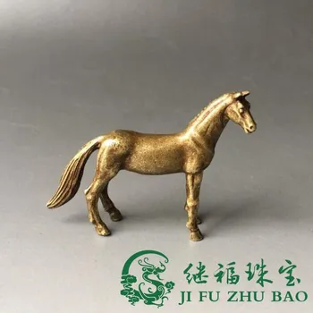 ברונזה קטנים סוס קישוטי פליז מוצק, מיקרו-גילוף גלגל המזלות סוס פוני בצבע ברונזה יד חתיכות