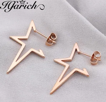 Hfarich פשוט כוכב עגילי פלדת אל-חלד גיאומטריות עגיל נשים אופנה Earings תכשיטים מסיבת חתונה מתנה הסיטוניים