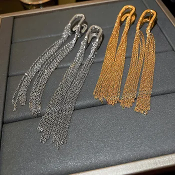אמיתיים ציפוי זהב גיאומטריות האלף-בית טאסל עגילים מוגזם