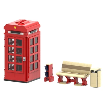 BuildMoc קלאסי תא טלפון בלונדון אדום טלפון תיבת אבני הבניין סט תואם 10258 אוטובוס לקרוא בות לבנים צעצועים לילדים מתנה