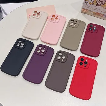 צבע מוצק קצפת חלבית מקרה טלפון עבור IPhone 15 14 13 12 11 Pro Max X XS XR 7 8 פלוס SE2 TPU רך סיליקון כיסוי אחורי